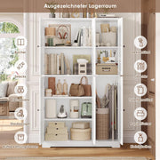 Armario de cocina FirFurd, armario multiusos de 180 cm, armario despensero, aparador con 6 puertas y estantes ajustables, armario multiusos para cocina, salón y recibidor, 180x106x37 cm, blanco