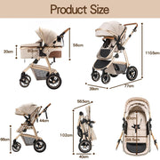 Cochecito 3 en 1 Gcarebb, silla de paseo con portabebés, cochecito completo con altura ajustable, cochecito combinado con marco de aluminio para recién nacidos de 0 a 4 años