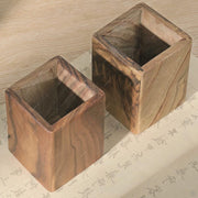 Portalápices de madera maciza de alcanfor 8x8x12 cm – Organizador de escritorio, cubilete para lápices