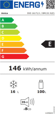 Frigorífico integrable Amica con congelador 116L 87,3 x 54 x 55 cm EKS 16171-1