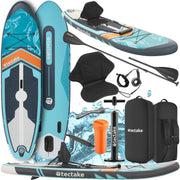 tectake® Tabla de Stand Up Paddle Hinchable, incluye remo 2 en 1, asiento de kayak, bomba de aire, mochila de transporte, Stand Up Paddle, accesorios para paddle surf, tabla hinchable