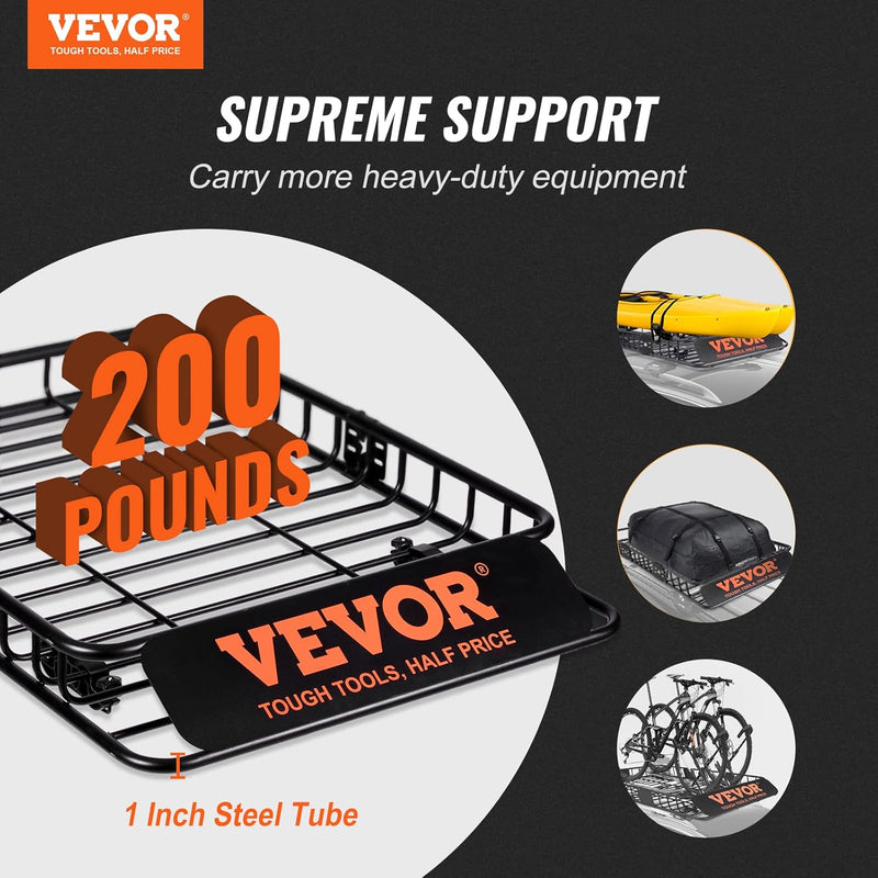 VEVOR Portaequipajes para Coche 1305×915×127 mm Carga 90,7 kg Cesta de Techo de Acero Portaequipajes Universal Bolsa de Transporte Impermeable para Transportar Material de Camping SUV Vehículos Viaje