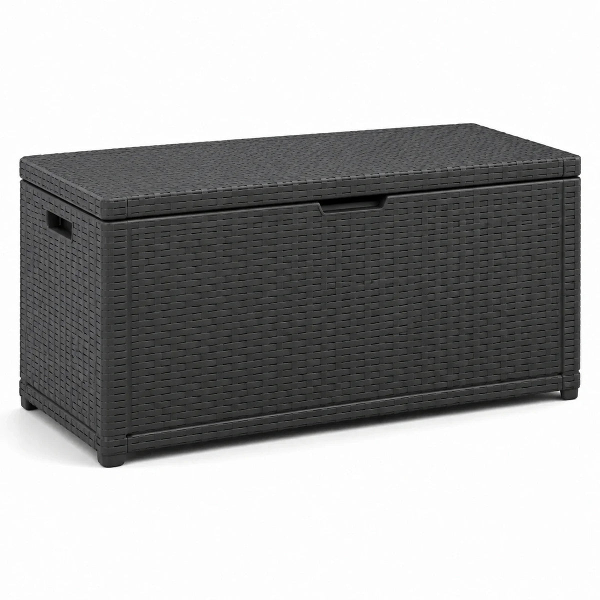 Caja de almacenamiento de plástico con aspecto de ratán 118x55x44 cm antracita