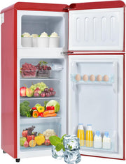 Refrigerador con congelador Merax, combinación frigorífico-congelador, frigorífico pequeño con 51L y congelador de 21L, silencioso, LED, estantes de vidrio, cajón para verduras, estantes en la puerta, para cocina, sala de estar, oficina, negro
