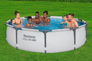 Kit de piscina Bestway Steel Pro Max con bomba de filtro Ø 305 x 76 cm, gris claro, redonda