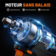DOVAMAN TITANCE X8 Llave de Impacto Inalámbrica de 20V – Alto Torque 1200 Nm, Motor sin Escobillas, Eléctrica de 1/2" con Batería de 4,0Ah, 5 Vasos y Cargador Rápido para Reparación Automotriz