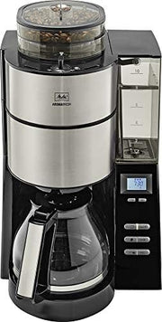 Melitta AromaFresh - Cafetera de filtro - con jarra de cristal - molinillo integrado - función de temporizador - 10 tazas - Negro puro