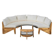 Set de sofá seccional redondo de madera de acacia para exteriores con mesa de centro, 12 plazas