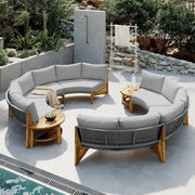 Conjunto de muebles de exterior para 6 personas con cojines y 1 mesa de centro