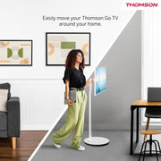 THOMSON Go TV 32 pulgadas (81 cm), televisor Android portátil – HD Ready (1366x768), control por voz, Netflix, Disney, Google, Bluetooth 5.1, Wi-Fi, función hotspot, autonomía de hasta 4 horas