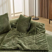 Sofá cama convertible de pana, 2 plazas, color gris oscuro / gris / verde / azul marino