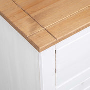 vidaXL Aparador de madera maciza de pino de Panamá con 3 cajones y 3 puertas, cómoda, mueble auxiliar, armario multiusos, alacena, blanco, 135x40x80 cm