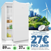 Refrigerador con congelador pequeño Bomann® | Refrigerador con 2 estantes | silencioso | con congelador de 4 estrellas | refrigerador pequeño con compartimento para frutas y verduras | bisagra de puerta reversible | KS 7251 blanco