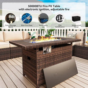 Juego de muebles de patio de 13 piezas con mesa fogata de 44 pulgadas