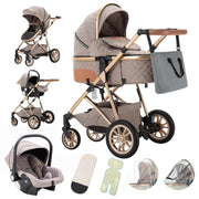 Cochecito 3 en 1 Gcarebb, silla de paseo con portabebés, cochecito completo con altura ajustable, cochecito combinado con marco de aluminio para recién nacidos de 0 a 4 años