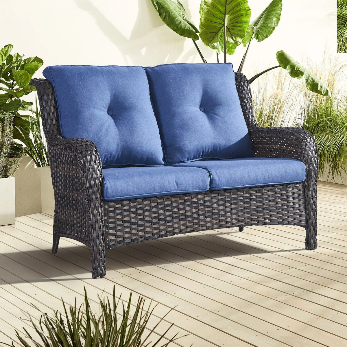 Conjunto de sofá de mimbre para exteriores Gymojoy, sofá de ratán