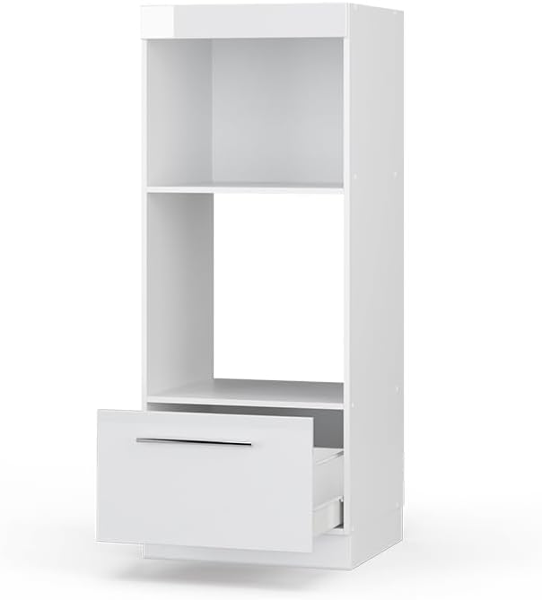 Armario para microondas Vicco Fame-Line, blanco de alto brillo, 60 cm abierto