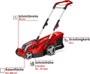 Cortacésped inalámbrico Einhell RASARRO 36/42 Kit Power X-Change (36V, 42 cm de ancho de corte, hasta 725 m², motor sin escobillas, caja colectora de 50L, función de mulching, incl. 2x 5,2Ah + 1x cargador doble)