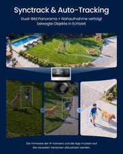 Cámara de seguridad PoE para exteriores Reolink de 3 lentes, OMVI 3i PoE, 10MP 180°, 4K PT con seguimiento automático, búsqueda por IA, perímetro, color e infrarrojos, 24/7