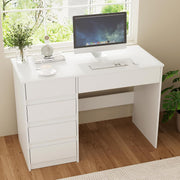 Escritorio VOWNER con 5 cajones, escritorio para computadora con almacenamiento, mesa de PC para habitación juvenil o dormitorio | Mesa de trabajo, 110x50x75 cm (blanco)