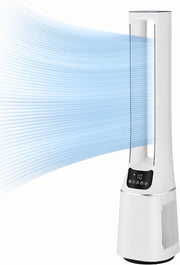 Ventilador de torre 2 en 1 Midea MFP-120i (BL) silencioso 38 dB, purificador de aire con filtro HEPA H13 para 47,6 ㎡, pantalla LED, mando a distancia, oscilación, temporizador de 12 h, compatible con conexión inalámbrica, App, Alexa y Google