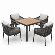 Conjunto de comedor de jardín de madera y aluminio 90x90 cm gris/beige