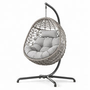 Sillón colgante de acero y ratán PE con cojín de poliéster, gris
