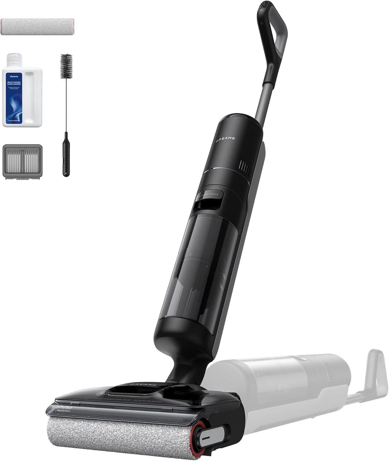 Aspiradora y fregadora Dreame H12 Pro FlexReach, alcance plano de 180°, secado en 5 min, succión de 18 000 Pa, lavado con agua caliente a 90 °C, limpieza de dos bordes, 50 minutos de autonomía.