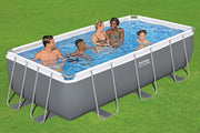 Set de piscina con estructura Bestway Power Steel con bomba de filtro 404 x 201 x 100 cm, gris, rectangular