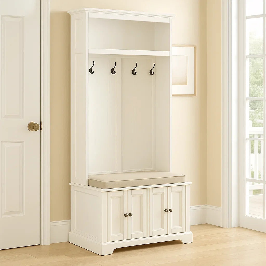 Mueble recibidor con perchero 96 x 45 x 178 cm MDF blanco