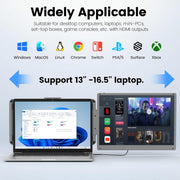 KEFEYA 2K QHD Monitor portátil para computadora de 14", extensor de pantalla con altavoces y soporte, pantalla doble Plug & Play para computadora portátil de 13-16,5", compatible con Mac, Windows, Android y Dex