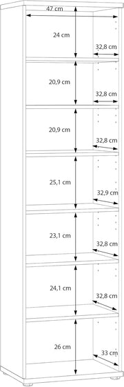Zapatero Forte NET106 blanco 50, mueble de recibidor estrecho con 6 estantes y frente de espejo, pasillo, recibidor, madera, blanco, 50,2 cm de ancho x 179,1 cm de alto x 34,8 cm de profundidad