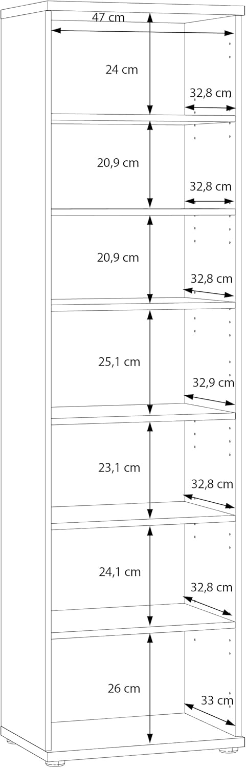 Zapatero Forte NET106 blanco 50, mueble de recibidor estrecho con 6 estantes y frente de espejo, pasillo, recibidor, madera, blanco, 50,2 cm de ancho x 179,1 cm de alto x 34,8 cm de profundidad