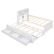 Cama tipo plataforma con nido y cajones, cama tipo plataforma con almacenamiento y USB, cama tipo plataforma de madera con estantería