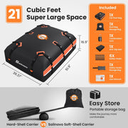 Sailnovo Cofre de techo para vehículo, bolsa de techo impermeable para viajes, resistente a la intemperie con alfombrilla antideslizante, 6 ganchos de puerta y candado de combinación, 590 L, PVC 1000D