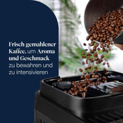 De'Longhi Magnifica Evo Next - Cafetera superautomática Perfetto con espumador de leche LatteCrema, 13 bebidas con un solo toque, cafetera para café y capuchino, pantalla táctil a color, titanio (ECAM312.80.SB)