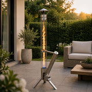 Tubo de fuego clásico para exteriores Eden, columna de fuego y antorcha de pellets de acero inoxidable, elegante calefactor de terraza y chimenea de jardín, fuego de terraza con estilo, duradero y resistente a la intemperie, alternativa para tu terraza