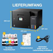 Impresora con depósito de tinta EcoTank ET-4950 | Para la oficina en casa | Wi-Fi y Ethernet | A4 | Impresión (dúplex), escaneado, copia y fax | Pantalla táctil de 6,1 cm | ADF | Incluye tinta para hasta 3 años