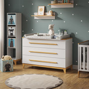 Cambiador VitaliSpa Malia, blanco/roble, 133 x 98 cm XL con 3 cajones