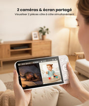 Cámara para bebé ieGeek 2.5K con detección de rostro oculto | Pantalla HD de 5.5'' | Visión nocturna | Wi-Fi 2.4G/5G | Batería de larga duración de 4000 mAh | Vigilancia de movimiento