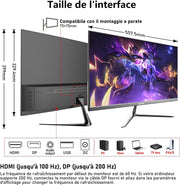 Monitor de PC Gawfolk de 24,5 pulgadas, monitor para juegos de 200 Hz, FHD 1080p, altavoces integrados, 1 ms, FreeSync, 99% sRGB, ángulo de visión de 178°, HDMI, DisplayPort, negro