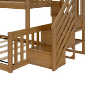Litera baja de madera Max & Lily, tamaño individual sobre matrimonial, para niños, con escalera