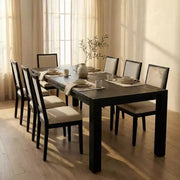 Juego de comedor moderno - Mesa de 80" + 6 sillas acolchadas, estructura de madera maciza, capacidad de la mesa de 400 lbs, fácil montaje