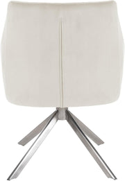 CLP Silla de comedor Swing con tapizado de terciopelo I Silla acolchada giratoria I Silla de cocina con respaldo, color: crema, color de la estructura: acero inoxidable