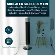 Ventilador de torre silencioso Princess - Altura 103 cm - 3 modos y 3 velocidades - Oscilación - Controlable por aplicación