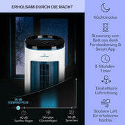 Enfriador de aire Klarstein con refrigeración por agua, enfriador evaporativo 4 en 1 silencioso, humidificador, ventilador y modo nocturno, aire acondicionado portátil de 7 L, enfriador de aire de 65 W, flujo de aire refrigerante de 330 m³/h