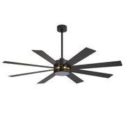 Ventilador de techo negro de 65 pulgadas y 8 aspas con luz y control remoto