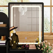 Mesa Tocador de Maquillaje con Luz LED, Espejo y Taburete