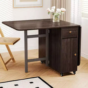 Mesa de comedor plegable ATJafurn de 59'' con alas abatibles para espacios pequeños, mesa de cocina extensible de madera rectangular con ruedas y almacenamiento