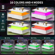 Mesa de centro elevable YITAHOME, mesa de salón de alto brillo con tablero elevable, mesa de centro para sala de estar con LED de 16 colores, estilo moderno y 2 cajones